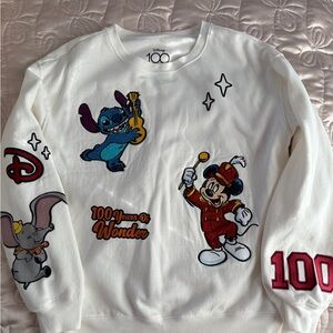 Disney White Sweatshirt with Mickey, Stitch, and Dumbo